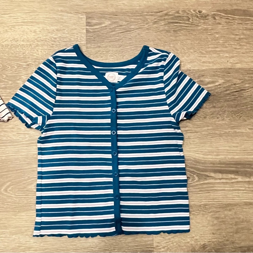 Girls Bundle - Striped Button Front Tops + Pink Flare Jeans - Picture 4 of 8